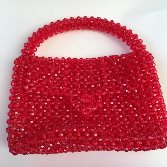 Beautiful cherry Red beaded purse !!! OMG - Picture 1 of 6